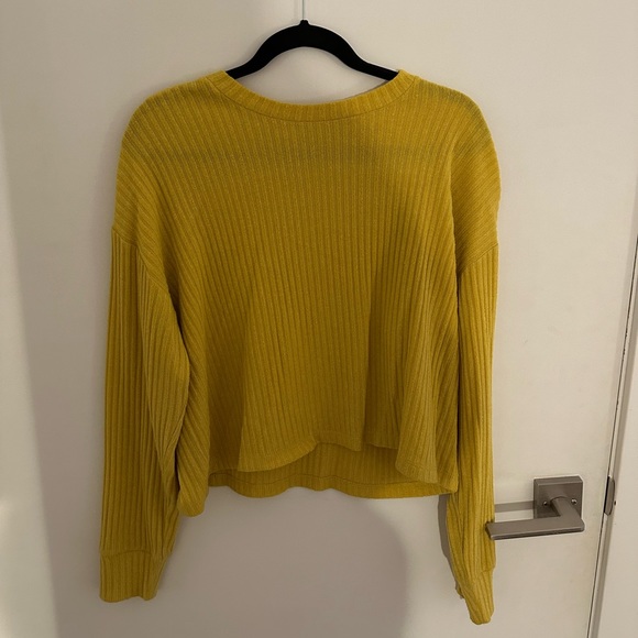 Aritzia Wilfred Free Rudko Ribbed Knit Top Yellow - Size Large - Picture 2 of 3